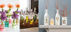 Decoração com garrafas de vidro